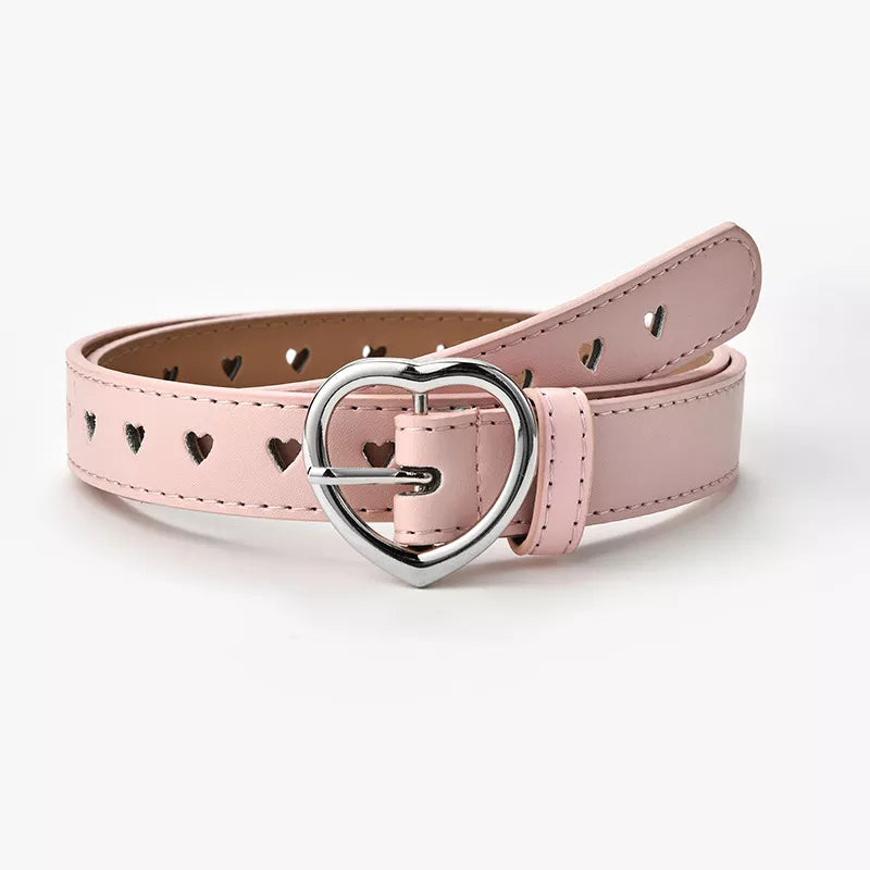 Ceinture en Faux cuir pour enfants, jolie boucle en forme de cœur de pêche, pour filles, amour, œillet en forme de cœur, œillet, ceinture solide