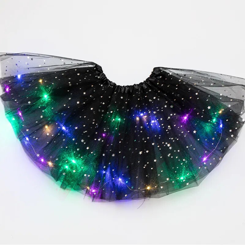 LED lumière rougeoyante enfants filles princesse Tutu jupes enfants tissu fête de mariage danse mini-jupe Costume cosplay LED vêtements