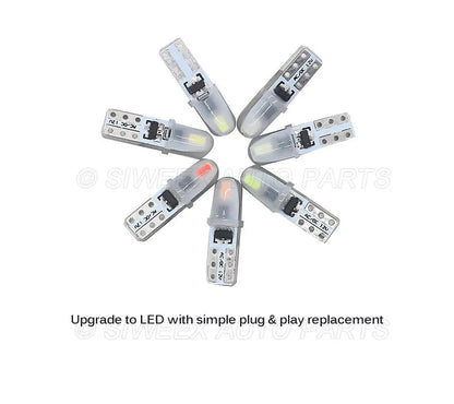 10 st T5 auto instrumentbräda lampor 2 3014 SMD läsning instrumentpanel lampa ingen polaritet led lampa vit 12V DC