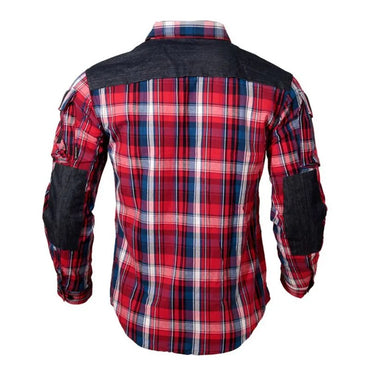 Army Fan Plaid Tactical Shirt Men Women Long Sleeve Breathable Cotton Plaid Shirt Outdoor Hiking Training Military Shirt Uniform