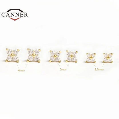 CANNER 925 boucles d'oreilles en argent Sterling mignon Zircon oreille os clou Mini cristal fleur boucles d'oreilles percées bijoux de mode