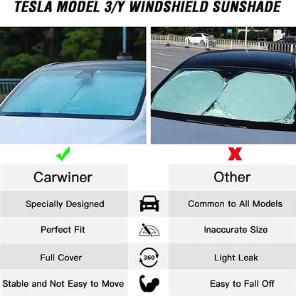 Pare-soleil de pare-brise de voiture, couverture de protection solaire pour fenêtre avant, Parasol Coche pour Tesla modèle 3 Y, accessoires de pare-soleil