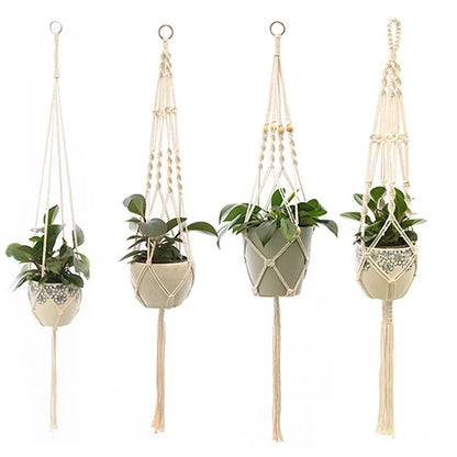 Hanging Plant Handmade Macrame Plant Hanger Flower Pot Planter Hanger Wall Decor Courtyard Garden Hanging Planter Hanging Basket