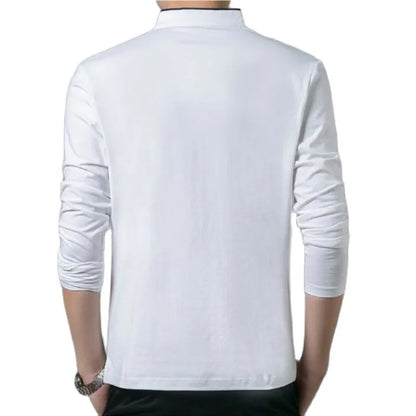 Mens Tshirt Long Sleeve Stand Basic Solid Blouse Tee Shirt Top Casual Cotton T-shirt Men Undershirt