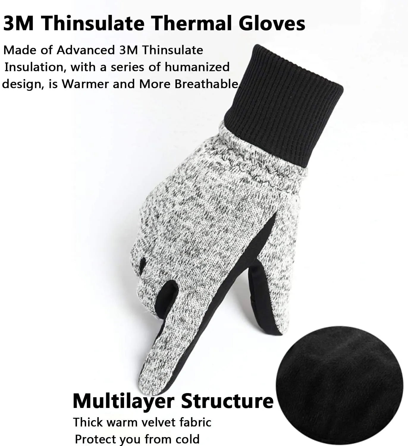 Winter Gloves -10℃ 3M Thinsulate Thermal Gloves Cold Weather Warm Gloves Running Gloves Touchscreen Bike Gloves for Men Women