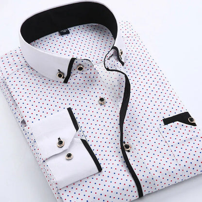 Men Casual Long Sleeved Printed Shirts Slim Fit Male Social Business Dress Shirt Brand Men Clothing Camisas Para Hombre