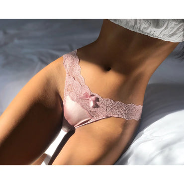 SP&CITY Satin Lace Sexy Women's Underwear Low Waist Transparent Hollow Out Panties Breathable Soft Seamless Briefs Lingerie