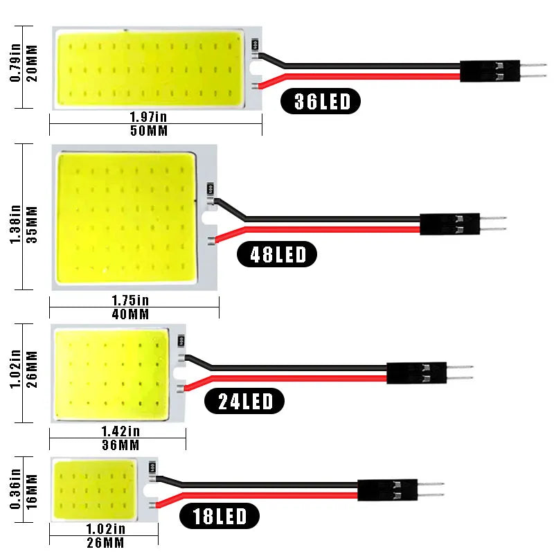 1pcs Festoon LED COB Signal Bulbs 31mm 36mm 39mm 41/42mm C5W 168 Car Interior Reading Lights T10 White Dome License Plate Lamp