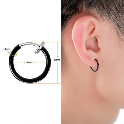 New Popular 1 piece Stainless Steel Painless Ear Clip Earrings For Men/Women Punk Black Non Piercing Fake Earrings Jewelry Gifts