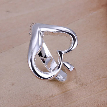 DOTEFFIL 925 Sterling Silver Heart-Shaped Open Ring