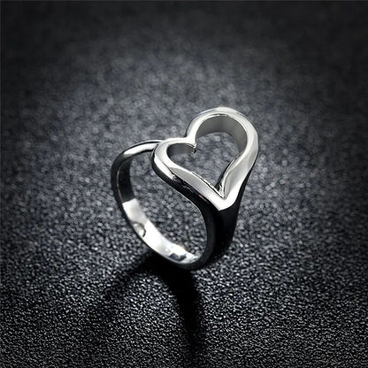 DOTEFFIL 925 Sterling Silver Heart-Shaped Open Ring