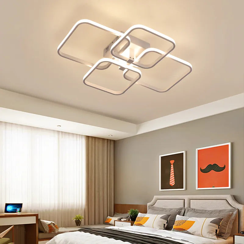 APP RC carré Circel anneaux plafonniers pour salon chambre maison AC85-265V plafond moderne à LEDs lampe lustre plafonnier