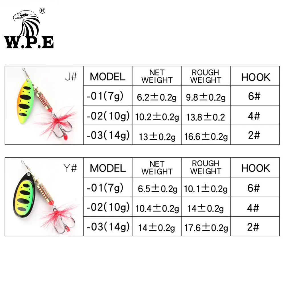 Spinner Lure 1pcs 6.5g/10g/13.5g 22 color with Treble Hook Metal Spoon Lure Hard Fishing Lure Fishing Tackle Bait