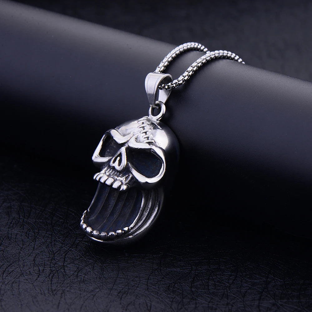 Mixed Style 316L Titanium Steel Skull Cross Pendant Necklace Punk Rock Jewelry Stainless Steel Men's Necklace