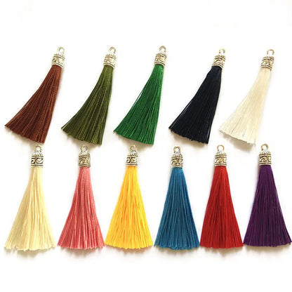 10/20/50pcs 6cm Small Silk Tassel Earrings Pendant Charms Crafts Silver Caps Tassels Brush For DIY Jewelry Making Accessories