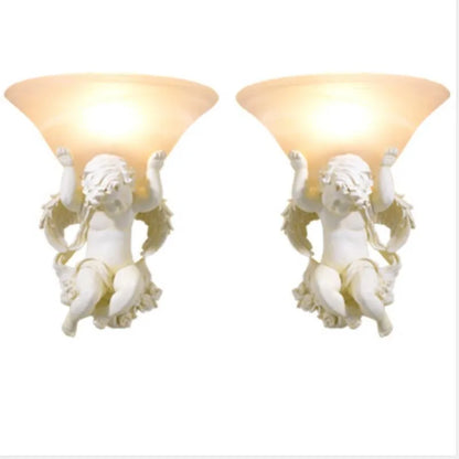 European art resin Wall lamps led lamps Living room decoration beige angel wall lamp E27 led lustre lighting wall light Z30