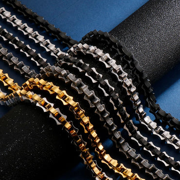 316L Stainless Steel Men's Necklace Never Fade Black Gold Plated Link Chain 63CM Long Necklaces For Men Bikers Rock Jewellery