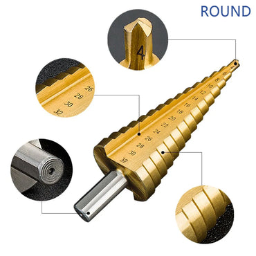 4-12 4-20 4-32 HSS Titanium Coated Step Drill Bit Drilling Power Tools Metal High Speed Steel Wood Hole Cutter Cone Drill