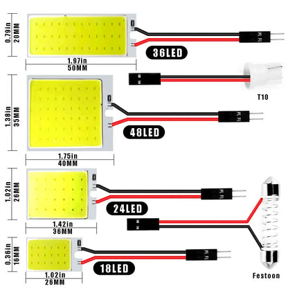 1pcs Festoon LED COB Signal Bulbs 31mm 36mm 39mm 41/42mm C5W 168 Car Interior Reading Lights T10 White Dome License Plate Lamp