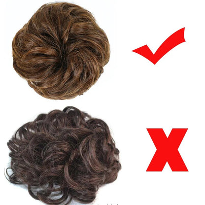 Azqueen Synthetic Messy Bun Chignon Donut Gary Brown Color Hair Bun Pad Elastic Hair Rope Rubber Band Hair Extensions