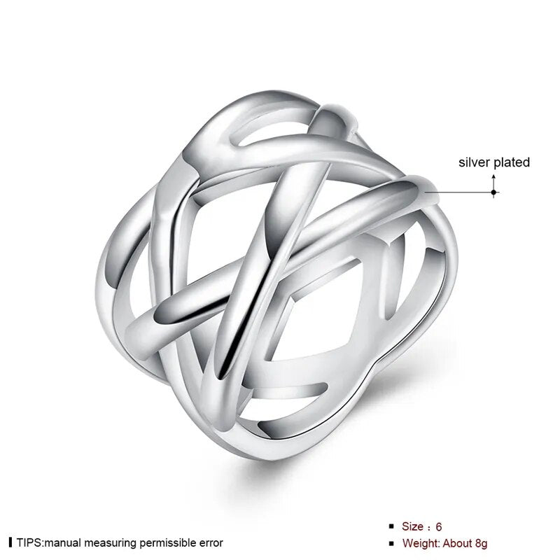 DOTEFFIL 925 Sterling Silver Cross Intertwined Ring For Women