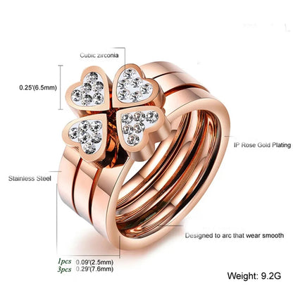 Stainless Steel Jewelry Unique 3in1 Heart Rings Steel Nickle Free