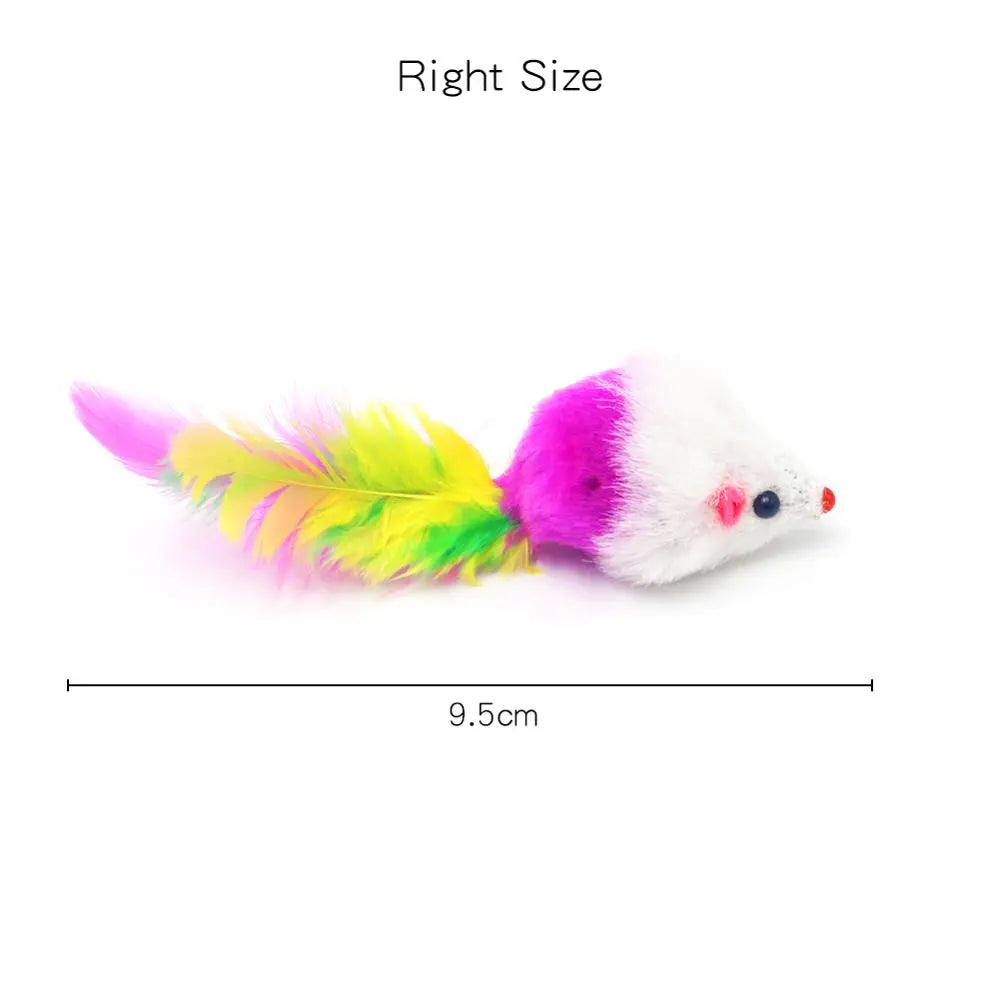 Soft Fleece False Mouse Cat Toys Colorful Feather Funny Playing Toys For Cats Kitten Interactive Ball Cat Toy Catnip