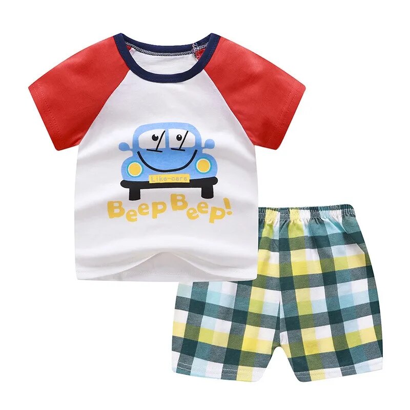 Deisgner Baby Boy Kläder Sportkläder Träningsoverall Aktiv Randig T-shirt +shorts Baseball Fotbollskläder Småbarnskläder Set