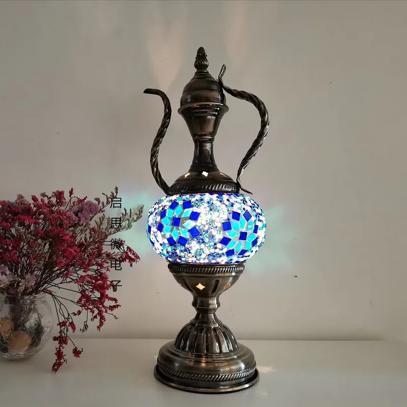 Nyaste medelhavsstil Art Deco turkisk mosaik bordslampa Handgjord mosaik Glas romantisk sänglampa