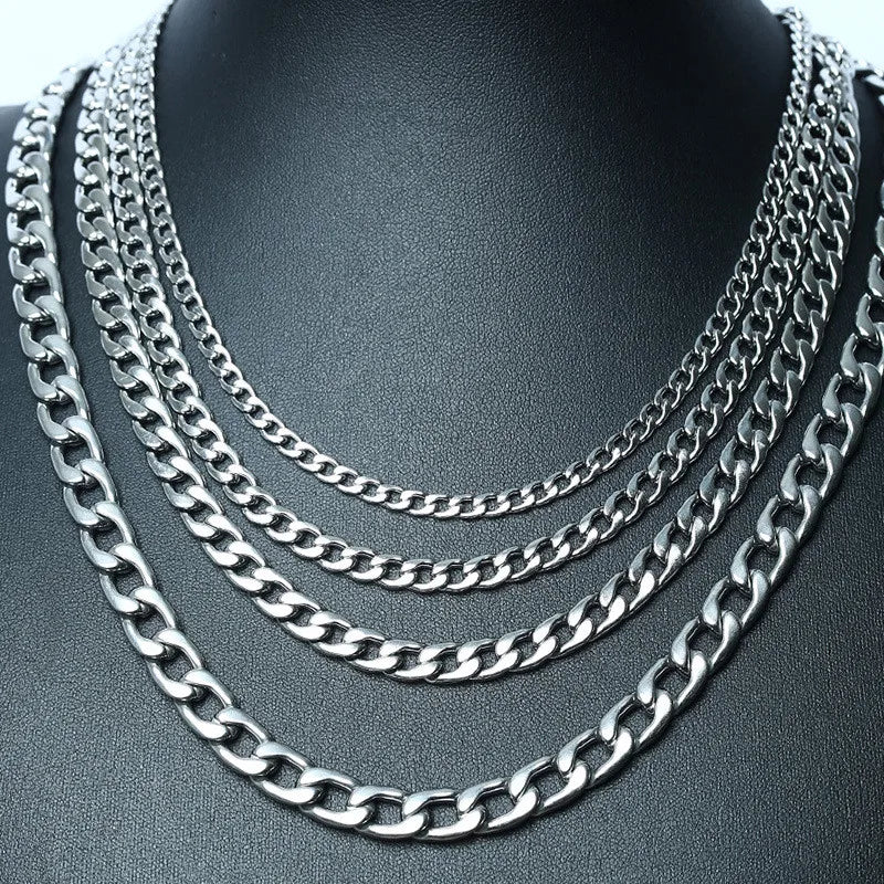 Modyle – collier rond pour hommes, chaîne à maillons cubains Miami, couleur or argent, acier inoxydable, Punk garçon, cadeaux masculins