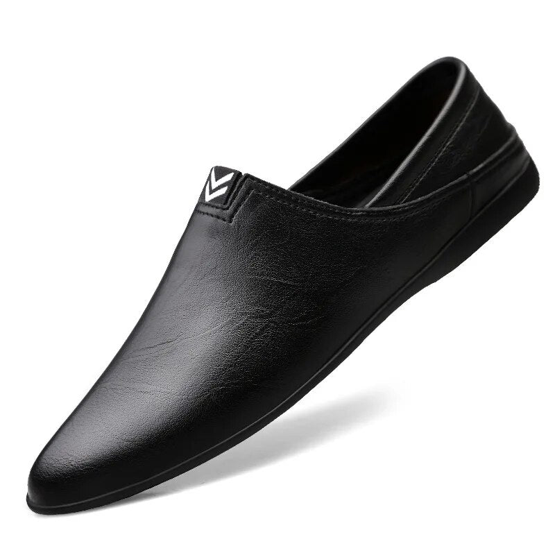 Chaussures à pois confortables en cuir véritable pour hommes, mocassins respirants, chaussures à enfiler, chaussures de marche et de conduite