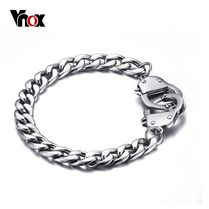 Handcuff Bracelet for Women Men  Stainless Steel Chain Black Gold Color