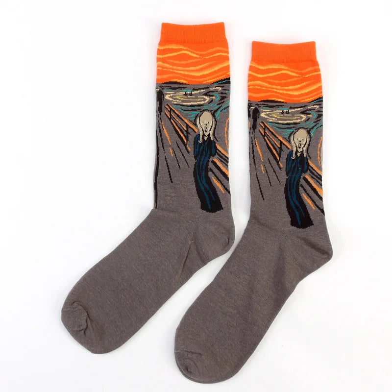 Cotton Socks Men Starry Night Winter Retro Women Personality Art Van Gogh Socks Oil Painting Socks Funny Happy Socks Male socken