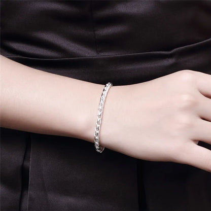 DOTEFFIL 925 Sterling Silver Bracelets 4mm Snake Chain  20cm