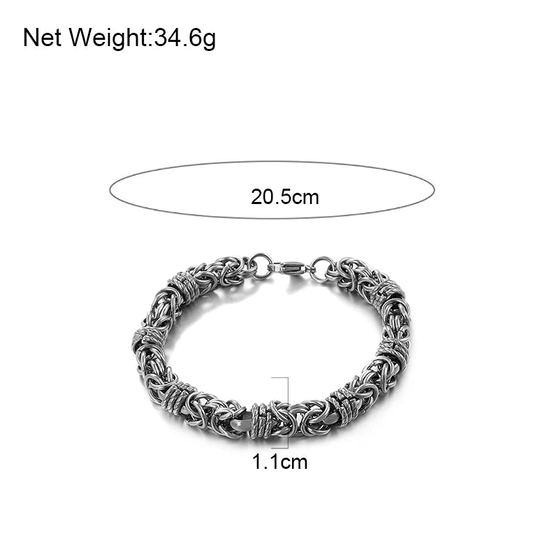 Amorcome Men's Bracelets Stainless Steel Link Chain Bracelet for Women Fashion Armband Unisex Hand Jewelry Couple Gifts