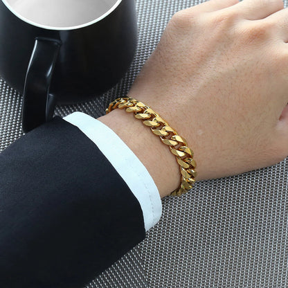 Women's Men's Bracelet Stainless Steel Cuban Link Chain Bracelets Gold Color Silver Color Fashion Wholesale Jewelry