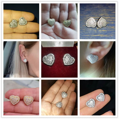 Huitan Classic Design Dazzling Heart Stud Earrings for Women High Quality Romantic Female Accessories Timeless Styling Jewelry