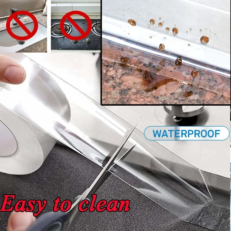 Home Kitchen Sink Gap Waterproof Mold Strong Self-adhesive Transparent Tape Bathroom Gap Self-adhesive Water Seal Tool