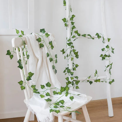 210Cm Artificial Hanging Christmas Garland Plants Vine Leaves Green Silk Outdoor Home Wedding Party Bathroom Garden Decoration