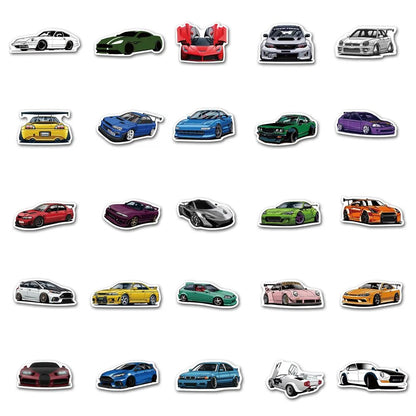 10/30/50/100PCS JDM Retrofit Racing Car Waterproof Stickers Decals Kids Toy DIY Phone Luggage Car Bike Cartoon Graffiti Sticker