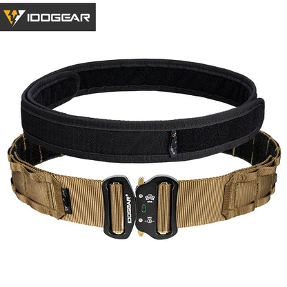 IDOGEAR Tactical 2 Inch Combat Belt  Quick Release Buckle MOLLE  Hunting Outdoor Sports Mens Belt Durable Two-in-One