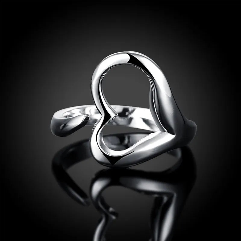 DOTEFFIL 925 Sterling Silver Heart-Shaped Open Ring