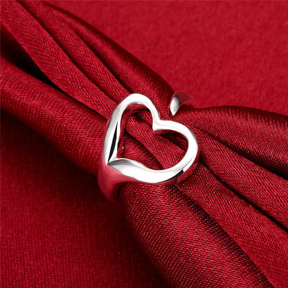 DOTEFFIL 925 Sterling Silver Heart-Shaped Open Ring