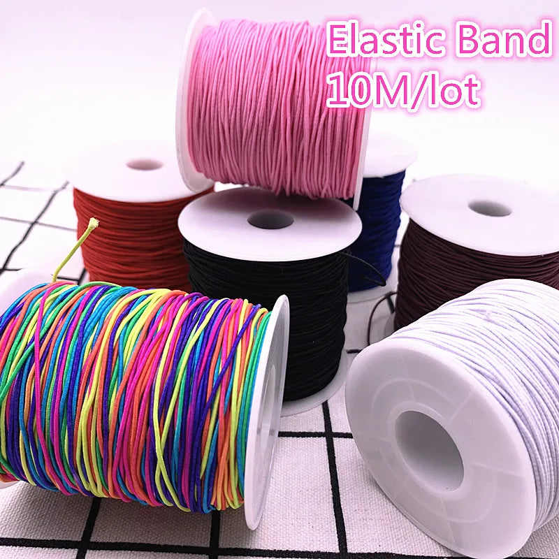 1,0 mm 10 yards/lot Högelastiskt runt elastiskt band Gummiband Elastiskt sladd Gör-det-själv-sömnadstillbehör