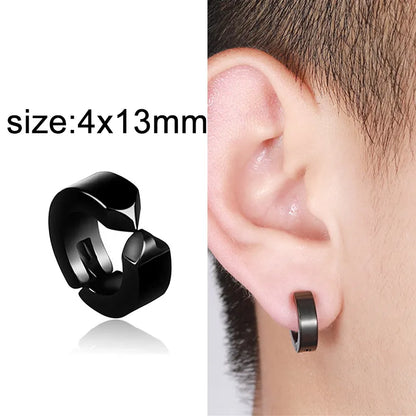 New Popular 1 piece Stainless Steel Painless Ear Clip Earrings For Men/Women Punk Black Non Piercing Fake Earrings Jewelry Gifts