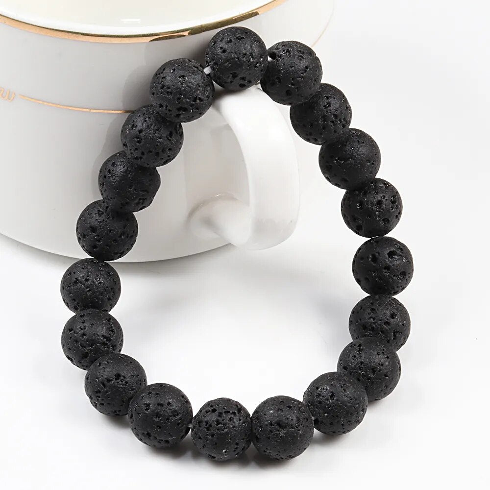 Natural Stone 6/8/10mm Beads Tiger Eye Bracelet Classic Men Women Buddha Black Lava Bracelets Minimalist Yoga Meditation Jewelry