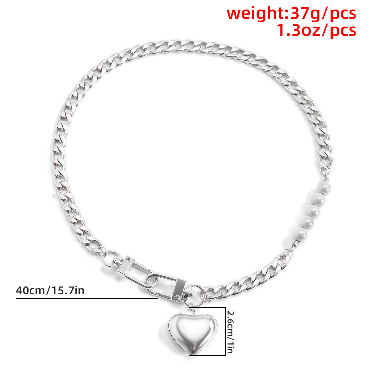 Punk Stainless Steel Heart Pendant Necklace for Women Kpop Steel Ball Lock Key Chain Necklace Gothic Jewelry