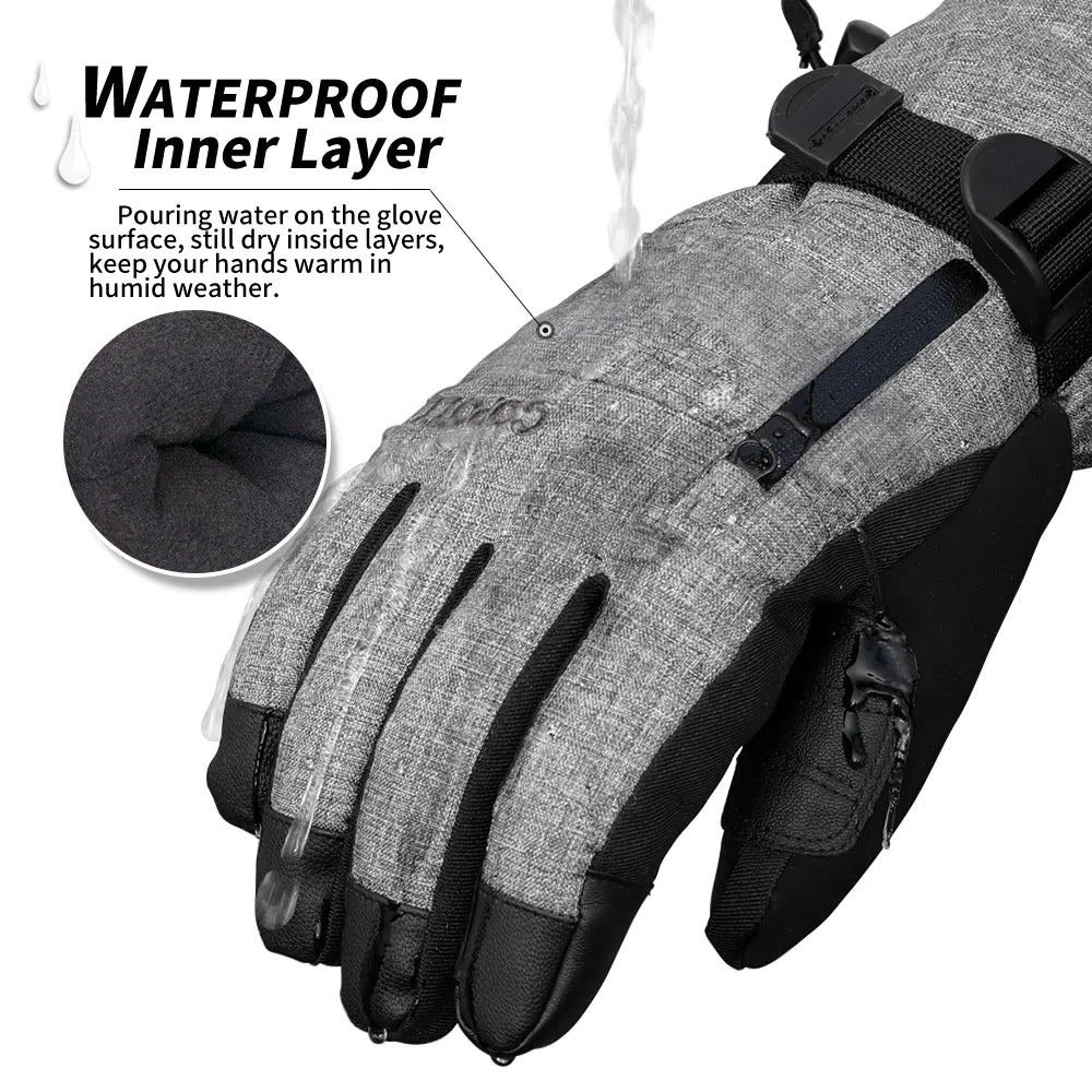 Ski Gloves Waterproof Gloves with Touchscreen Function Thermal Snowboard Gloves Warm Motorcycle Snow Gloves Men Women