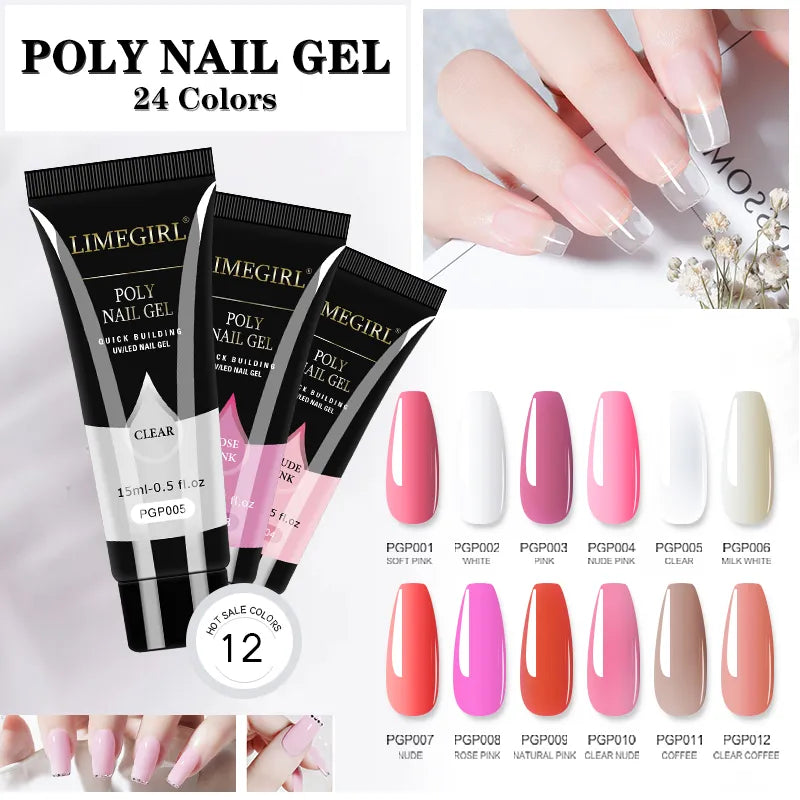 Ensemble de vernis à ongles en Poly Gel pour Extension, ensemble de vernis de manucure en acrylique, 15ML, Kit de Polygels pour ongles, Kit de Gel UV