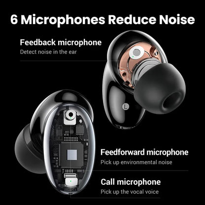 HiTune X6 ANC Wireless Headphone Bluetooth 5.1 TWS Earbuds ANC 35dB Hybrid Active Noise Cancelling for iPhone 15 Pro Max